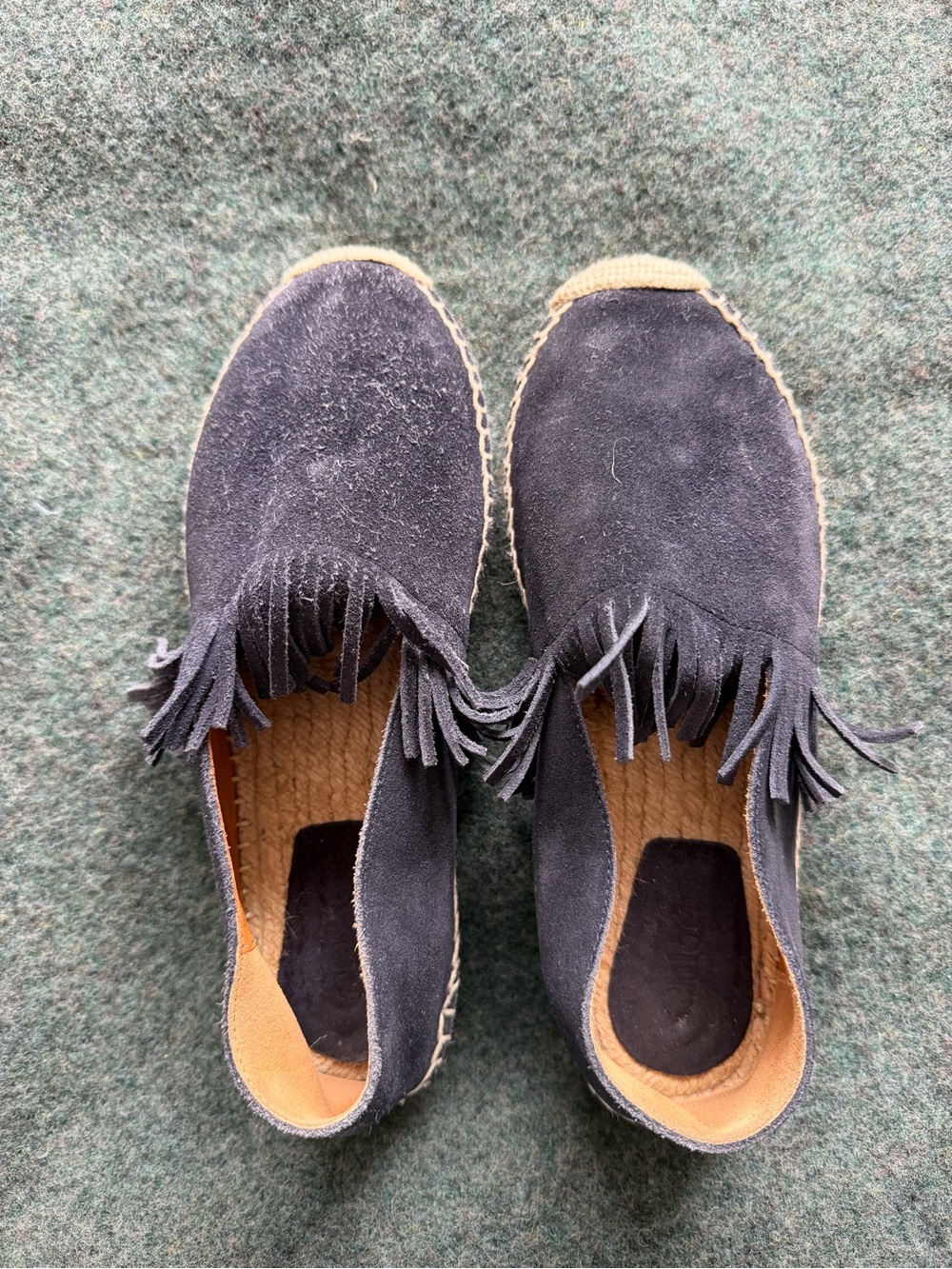 Chloe Navy Blue Suede Fringe Espadrilles Flats Size US 8 - Picture 2 of 5